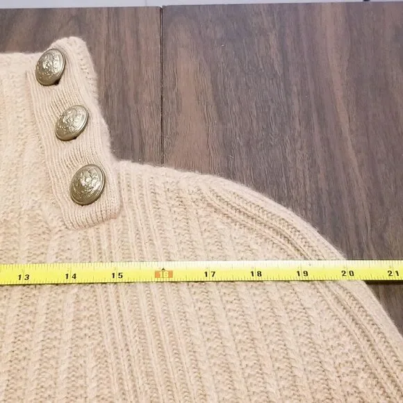 Zadig & Voltaire Poncho Cape Sleeve Cashmere Sweater Brown One Size Turtleneck - Picture 5 of 9